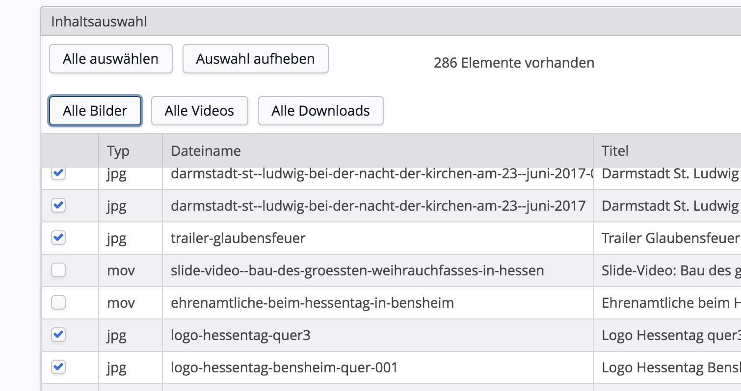Filter von Medien nach Bildern